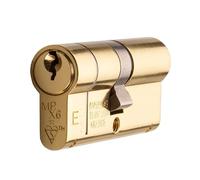 Ironmongery Solutions® MPX6 Offset Euro Double Cylinder High Security Solid Metal Door Lock with Keyed Access Both Sides for Offset Euro Profile Doors (Polished Brass, 45/50mm)