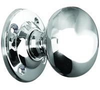 Ironmongery Solutions® Mushroom Solid Brass Mortice Door Knob 59mm Diameter Traditional Interior Doors Fixings Included (Polished Chrome)