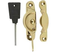 Ironmongery Solutions® Narrow Locking Fitch Fastener 65mm - Polished Brass - Pack of 2 - Durable Door & Window Hardware
