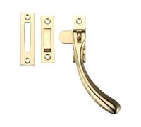 Ironmongery Solutions® Offset Bulb End Casement Fastener Traditional Window Catch Durable Metal Offset Fastener for Timber Casement Windows Fixing Included (Polished Brass)