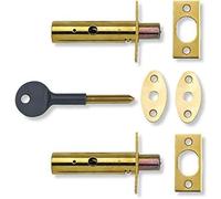Ironmongery Solutions® P-2PM444-PB-2 Door Security Bolt - Polished Brass Finish, Pack of 2 - Standard Security for Hinged & Wooden Doors, Visi Packed