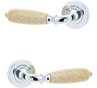 Ironmongery Solutions® Pair of Porcelain Cream Crackle Lever Door Handle on Rose in Polished Chrome Finish. 50x10mm (3)