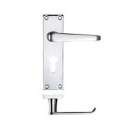 Ironmongery Solutions® Project Victorian Flat Lever on Euro Backplate 150mm x 40mm for Internal Doors Classic Design Secure Lock Use Fixing Included (Polished Chrome)