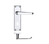 Ironmongery Solutions® Project Victorian Flat Lever on Lock Backplate 150 x 40mm Solid Brass Door Handle Set for Internal & External Doors Fixings Included (Polished Chrome)