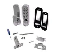 Ironmongery Solutions® Push Button Digital Door Lock with Oval Handle - Keyless Electronic Access Control Lock for Residential & Commercial Doors (with Hold Back, Satin Chrome)