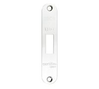 Ironmongery Solutions® Radius Forend Strike and Escutcheon Pack for Fire Brigade Access Mortice Lock ZFB01 Compatible Emergency Door Hardware Set Fixing Included (Polished Stainless)