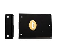 Ironmongery Solutions® RDE8043 Rim Deadlock, Key-Operated, Surface-Mounted, for Internal and External Doors (Black Japanned)