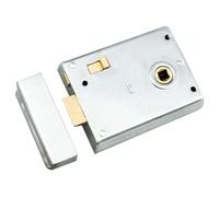 Ironmongery Solutions® RLE8043 Rim Latch with Snib, Surface-Mounted, Internal Locking, for Internal and Light-Duty External Doors (Satin Chrome)