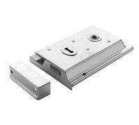 Ironmongery Solutions® RSE8064 Flanged Rim Lock, Surface-Mounted, for Internal and External Doors, Residential and Light Commercial Use (Polished Chrome)