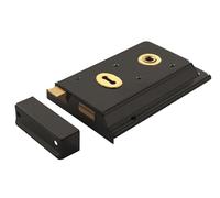 Ironmongery Solutions® RSE8064 Flanged Rim Lock, Surface-Mounted, for Internal and External Doors, Residential and Light Commercial Use (Black Japanned)