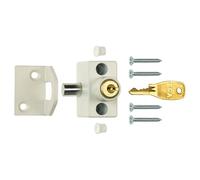 Ironmongery Solutions® Sash Window Bolt with Cut Key - High-Security Locking Bolt for Timber Sash Windows (White)
