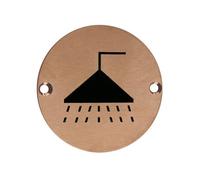 Ironmongery Solutions® Shower Sign 76mm Diameter Durable Metal Shower Facility Identification Symbol for Toilet Doors Walls and Washrooms Fixing Included (PVD Bronze)