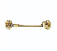 Ironmongery Solutions® Silent Pattern Cabin Hook Available in Multiple Finishes Quiet Action Door and Gate Holdback Fixings Included (Polished Brass, 151mm)