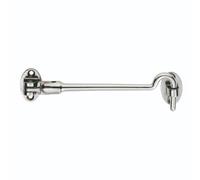 Ironmongery Solutions® Silent Pattern Cabin Hook Solid Metal Quiet Action Door and Gate Holdback Fixings Included (Bright Stainless Steel, 150mm)
