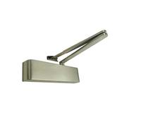 Ironmongery Solutions® Slimline Architectural Door Closer with Matching Arms Silver Enamelled for Commercial & Residential Doors Fixings Included