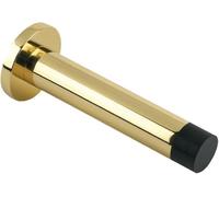 Ironmongery Solutions® Solid Concealed Fix Wall Mounted Door Stop with Rose - 80mm Projection ZAB09 (Long Version) - Polished Brass Finish | Heavy-Duty Decorative Door Stopper