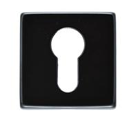Ironmongery Solutions® Square Escutcheon 50mm x 50mm Door Plate for Lock and Cylinder Cut Outs Internal & External Use Fixings Included (Black, Square Euro Profile)