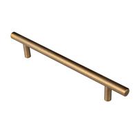 Ironmongery Solutions® Steel T-Bar Handle Brushed Stainless Steel Cabinet Pull Modern Door Handle Fixings Included (Antique Brass, 160mm Centres, 220mm Overall)