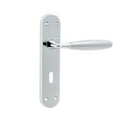 Ironmongery Solutions® Stylo Suite Door Handle on Latchplate and Lockplate Polished Chrome Satin Chrome Dual Finish Fixings Included (Lockplate)