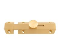 Ironmongery Solutions® Surface Bolt Solid Steel Surface Mounted Security Door Bolt for Doors Gates and Cabinets Fixings Included (Satin Brass, 102mm x 36mm)