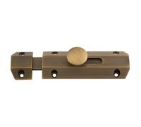 Ironmongery Solutions® Surface Bolt Solid Steel Surface Mounted Security Door Bolt for Doors Gates and Cabinets Fixings Included (Antique Brass, 102mm x 36mm)