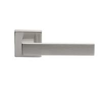 Ironmongery Solutions® Techna Lever on Square Rose Satin Nickel Modern Door Handle Set for Internal Doors Fixings Included (Satin Chrome, 51mm Dia. Rose)