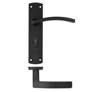 Ironmongery Solutions® Toledo Lever on Bathroom Backplate Door Handle Solid Metal Construction Modern Internal Privacy Furniture Fixings Included (Matt Black)