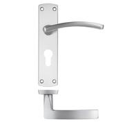 Ironmongery Solutions® Toledo Lever on Euro Backplate Door Handle Solid Metal Construction Modern Internal Cylinder Lock Furniture Fixings Included (Satin Chrome)