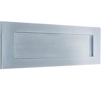 Ironmongery Solutions® Traditional Letter Box Plate External Front Door Polished Finish Durable Mail Slot Cover Fixings Included (Satin Chrome, 305x102mm)