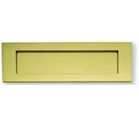 Ironmongery Solutions® Traditional Letter Box Plate External Front Door Polished Finish Durable Mail Slot Cover Fixings Included (Polished Brass, 355mm x 114mm)