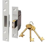 Ironmongery Solutions® TSS High Security 5 Lever Mortice Deadlock 2.5" (68mm) Polished Chrome - BS3621 British Standard Insurance Approved External Door Lock with 3 Keys
