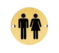 Ironmongery Solutions® Unisex Sex Symbol 76mm Diameter Durable Metal Gender Neutral Identification Sign for Toilet Doors Walls and Facilities Fixing Included (PVD Satin Brass)