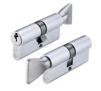 Ironmongery Solutions® V10 Cylinder and Turn Euro Profile Secure Door Lock Barrel with Internal Thumbturn for Timber Composite Fixing Included (Keyed to Differ (E), Satin Chrome, 40/32mm)