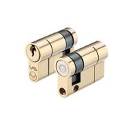 Ironmongery Solutions® V5 Single Euro Profile Cylinder Secure Door Lock Barrel Keyed One Side for Timber Composite Fixing Included (Keyed to Differ (E), Polished Brass, 45mm)