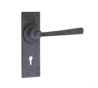 Ironmongery Solutions® Valley Forge Handforged Lever on Plate - Traditional Wrought Iron Interior Door Handle Set - Fixings Included (Lockplate, Beeswax)