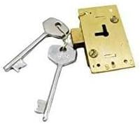 Ironmongery Solutions® Vintage Retro Brass Wardrobe Lock - 55mm 3 Lever Cupboard, Drawer & Cabinet Door Lock with Key