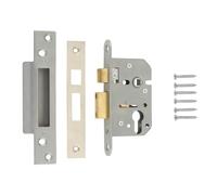 Ironmongery Solutions® Viscount Euro Mortice Sashlock - Premium Euro Profile Latch & Deadbolt Lock for Wooden Doors (Retail Boxed Packaging, Satin, 2½" (64mm))