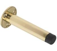 Ironmongery Solutions® Wall Mounted Skirting Door Stop with Face Fix Rose - 80mm Projection ZAB09B Polished Brass Durable Door Hardware
