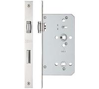 Ironmongery Solutions® ZDL7260LLSS Din Lift to Lock Square Bathroom Door Handle Set - Satin Stainless Steel Privacy Lever on Rose for Internal Doors