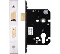 Ironmongery Solutions® ZUKS76EPSS Euro Profile Sashlock - 76mm Case, 57mm Backset - Satin Stainless Steel Door Lock