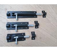 IRONMONGERY WORLD® 1 X Heavy Duty Garden GATE SHED Sliding Door Tower Bolt Black Latch Catch (6" INCH/150MM)