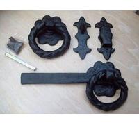 Ironmongery World 10" Black Antique Heavy Cast Iron Ring Gate Door Latch