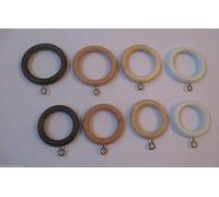 IRONMONGERY WORLD®10 X Wooden Wood Curtain Pole Rod Rings with Eyelet Drapery Rings (Natural 35MM- Small)