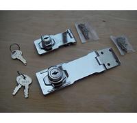 IRONMONGERY WORLD® 2 Sizes Chrome SELF Locking HASP Lock for Vans SHED Gates (3" INCH)