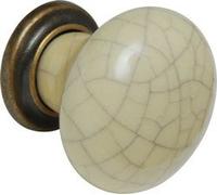 Ironmongery World®3 x Antique Brass Ceramic Bone Crackle Cupboard Cabinet Door Knobs Pull Handles