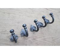 IRONMONGERY WORLD® 3050AI 5 X Ball TIP Antique Style Single Coat Hook CAST Iron Hanging Hook Hanger
