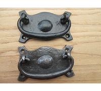 IRONMONGERY WORLD® 4" CAST Iron Chest Handle Lifting Handle Trunk Blanket Box Drawer Drop BAR Swing (Antique Iron)
