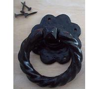 Ironmongery World 5.5" Heavy Duty Cast Iron Gate Barn Doors Ring Pull Rose Ha...
