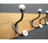 IRONMONGERY WORLD® 8 Sizes Solid English Oak Wooden HAT and & Coat Hooks Hanger PEGS Rail Rack 56 (48CM HAS 4 Hooks)
