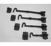 IRONMONGERY WORLD® Black Antique CAST Iron Fancy Heavy Cabin Hook and Eye SHED GATE Door Latch Lock (10" INCH/250MM)